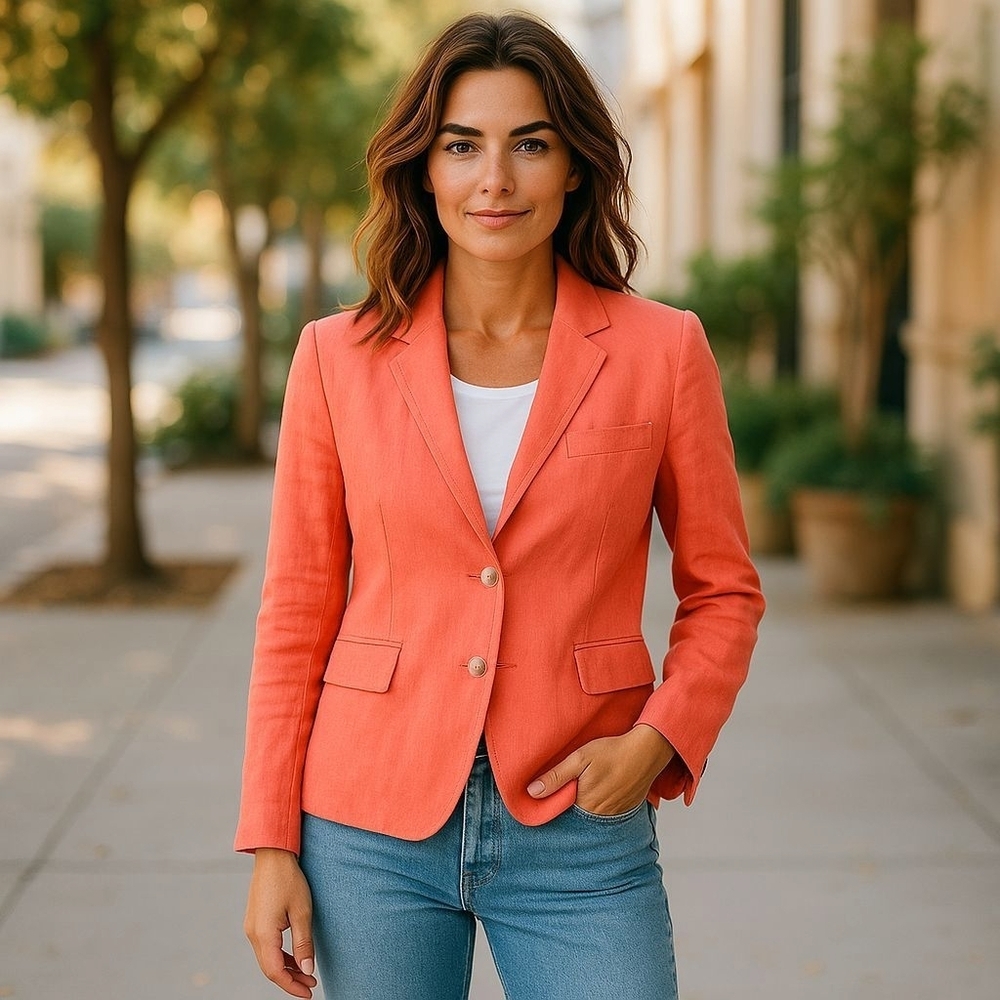 J. Crew SchoolBoy Sz 2 Coral Herringbone Spring Blazer